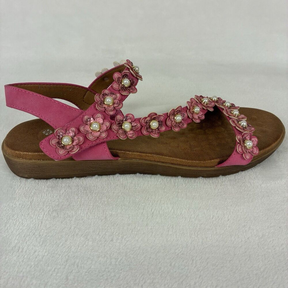 Patrizia Spring Step Pearlia Sandals Women’s 40 US 9 Pink Floral Embellished - Picture 8 of 11